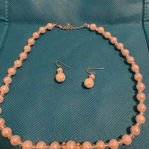 Pearl necklace and earring set